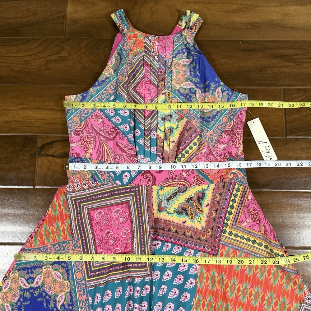 Eliza J Women's Size 12 Paisley Patchwork Print Tie Back Halter Neck‎ Maxi Dress - Picture 5 of 11